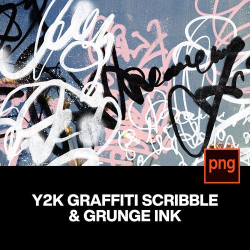 101款潮流街头y2k嘻哈喷漆手绘涂鸦时尚艺术印花图案png免抠素材