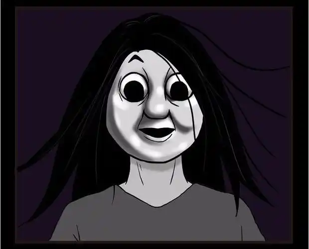 搞笑漫画贞子的长发飘起露出了脸