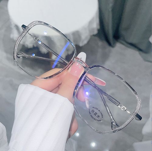 抖音同款星光椰子灰近视眼镜防蓝光可配度数方圆脸素颜大框眼镜女
