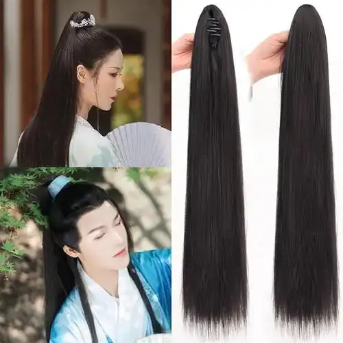 古装马尾自然隐形古风男女长直汉服高马尾假发马尾