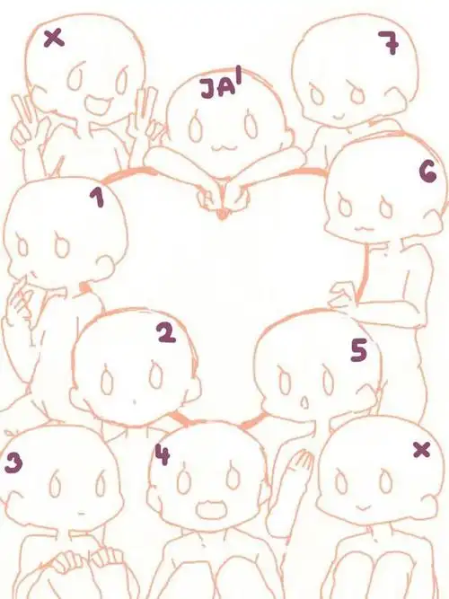 【#绘画素材#】超全q版多人姿势素材分享~97更多q版多人素材打包