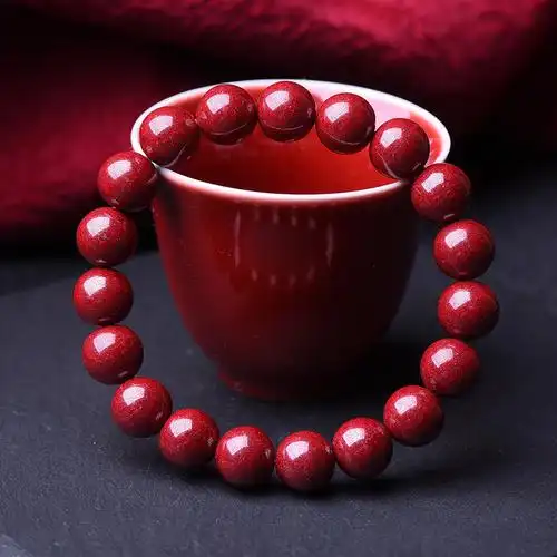 红绡天然原石朱砂手串原矿红朱手链儿童婴儿手链