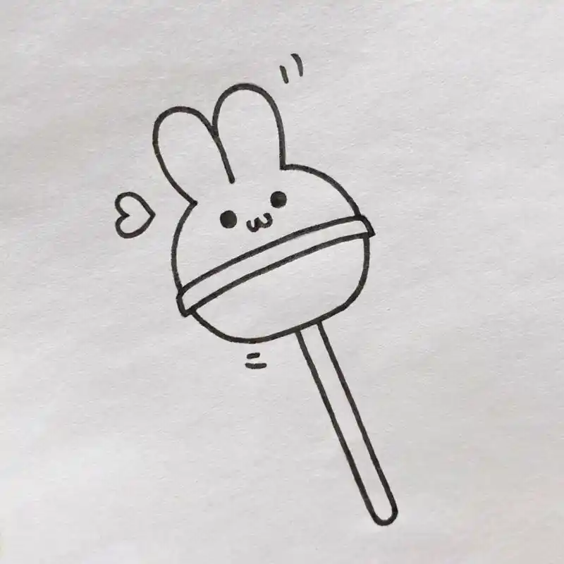 兔兔棒棒糖简笔画教程