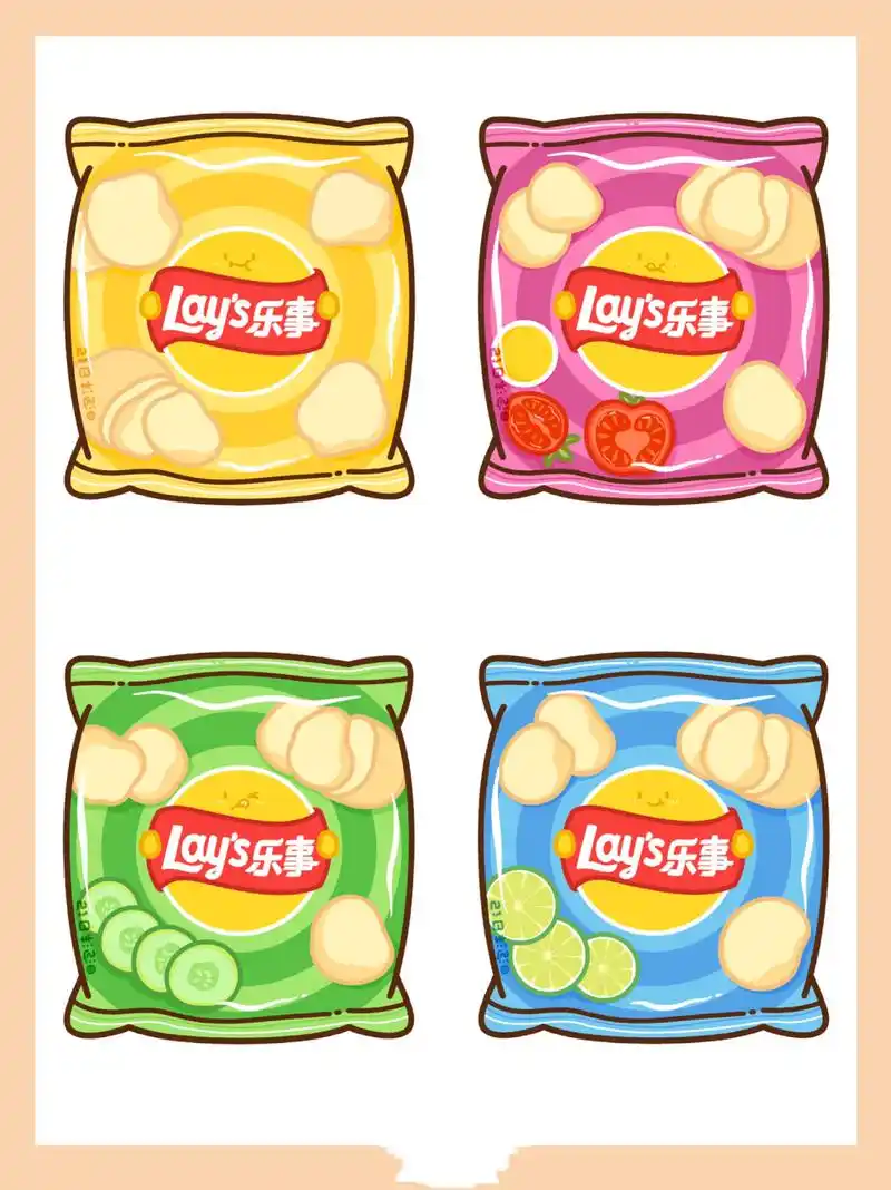 可爱零食简笔画|百吃不厌薯片系列08 你们要的薯片来咯～画了四款
