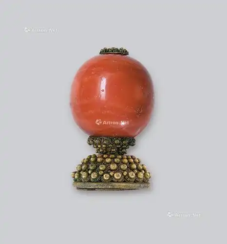 0229清鎏金珊瑚珠顶珠