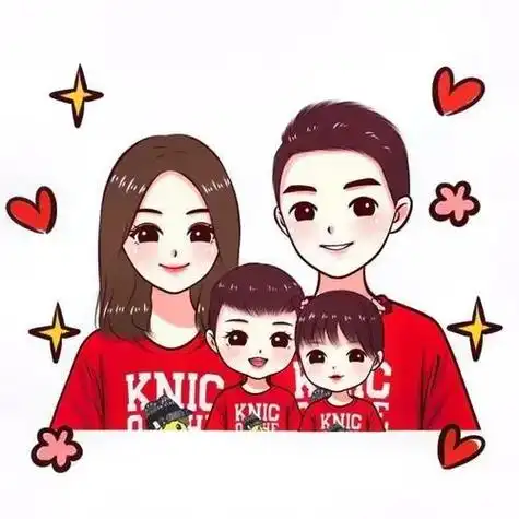 一家四口头像 #全家福卡通头像 #一家人在一起就是幸福 何 - 抖音