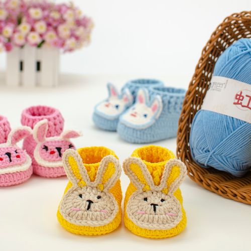 小兔子手工婴儿鞋diy材料新生儿毛线钩针编织宝宝diy编织材料包