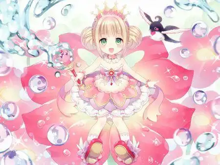 动漫坐立的蓬蓬裙图片,手绘也可以