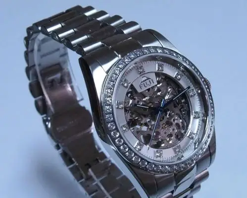 fuji富士全自动双面镂空机械表 高档镶钻商务男士手表 进口男式表