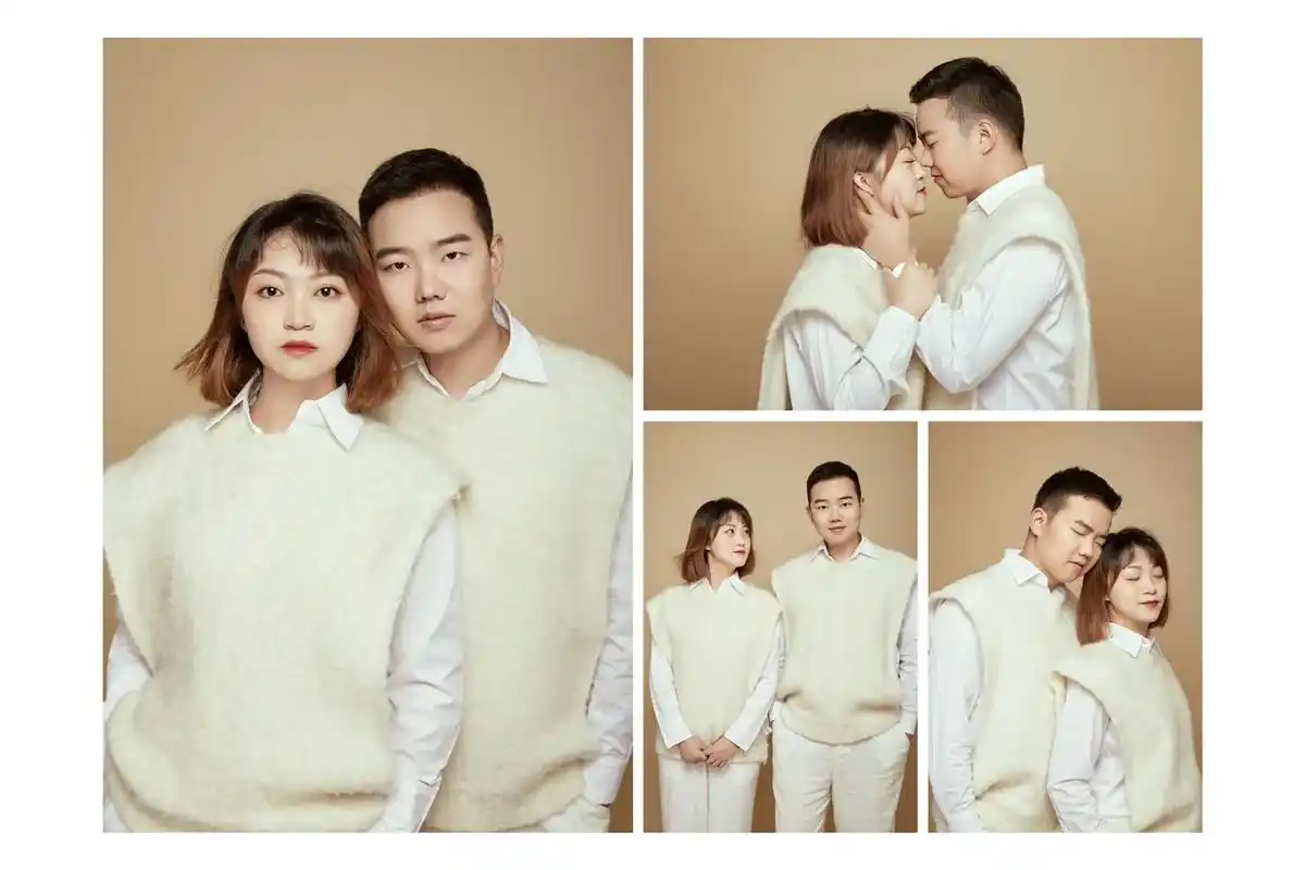 海马体情侣纪念照天真蓝结婚登记照