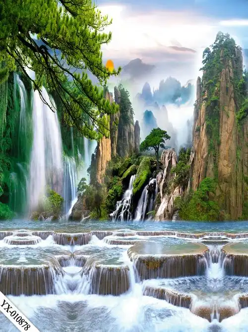 直播背景布 直播背景布3d立体直播间装饰主播竹林山水田园外景快手网