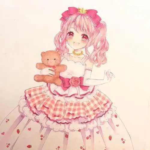 炒鸡可爱仙气的动漫人物女生马克笔插画线稿