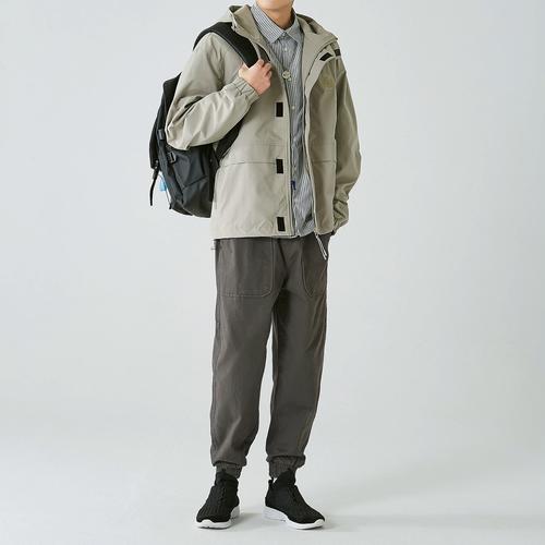 写意春秋款 日系简约纯色连帽风衣男装 基础款 百搭休闲防风外套男潮