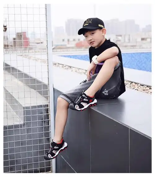 n gxg u新百百伦男童凉鞋夏款新款包头软底防滑小学生男孩鞋子中大童