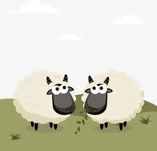 矢量手绘两个绵羊