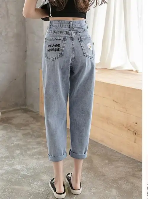 萝卜高腰牛仔裤