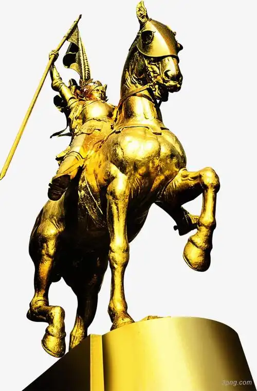 金色的骑马人物和金色马