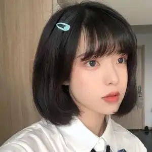 假发女短发自然少女空气齐刘海bobo头圆脸可爱短卷发学生全头套式