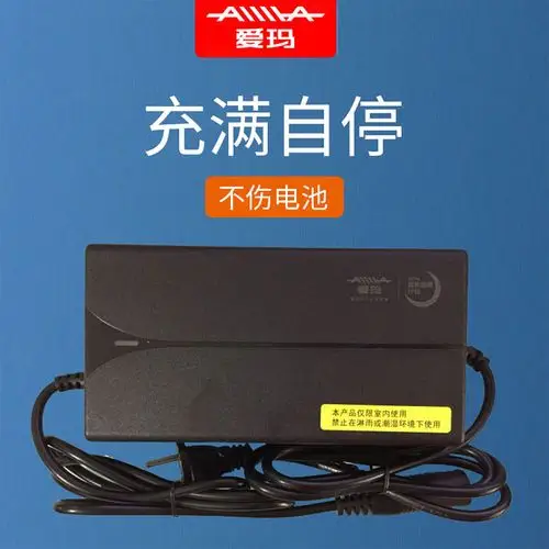 爱玛电动车充电器原装正品艾玛48v输出54.6v2.0锂电池卡农头小黑