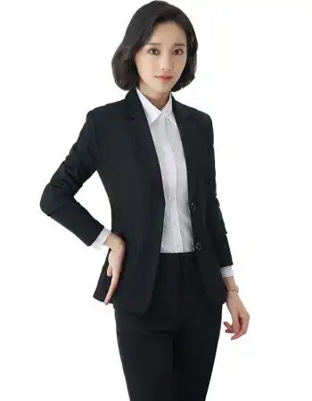 职业装套装女2018新款韩版时尚气质女士长袖焦糖色西装三件套正装