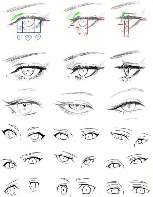 板绘教程79眼睛绘画线稿素材