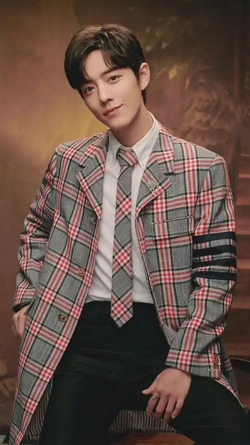 肖战帅气格子西装写真,高清图片,手机壁纸