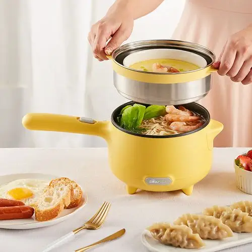 小熊电煮锅宿舍锅学生小电锅煮面小型家用多功能一人食蒸煮一体锅