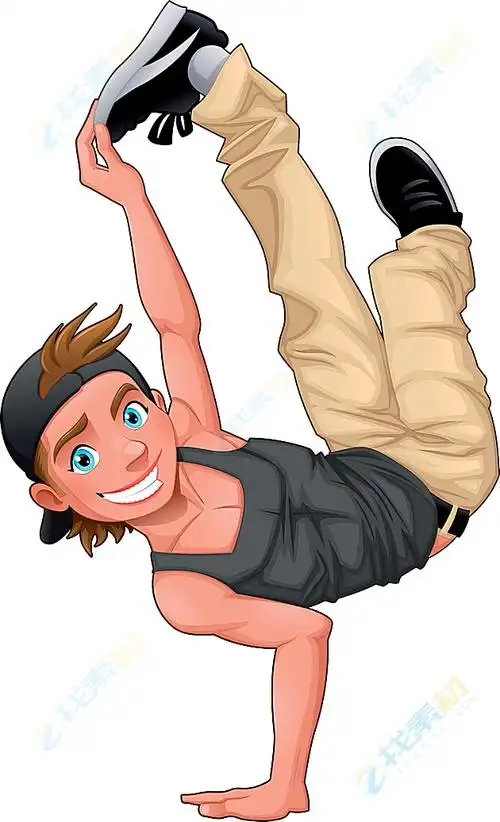 卡通街舞男子矢量素材下载