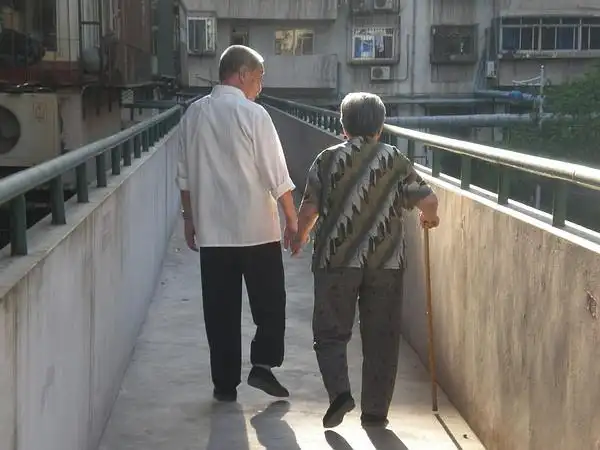 偶然看见一对老夫妻相依相携的背影,在阳光的平静中走向白发苍苍的