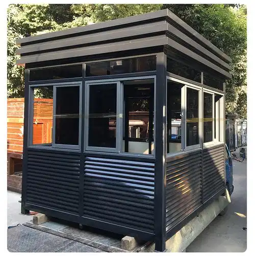 方形钢结构岗亭户外可移动成品小区门卫值班室不锈钢治安收费亭