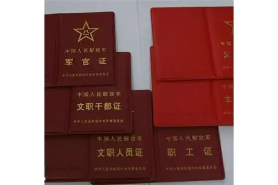 data-lemmaid="458031">中国人民解放军 /a>军官的本芯式身份证件,于
