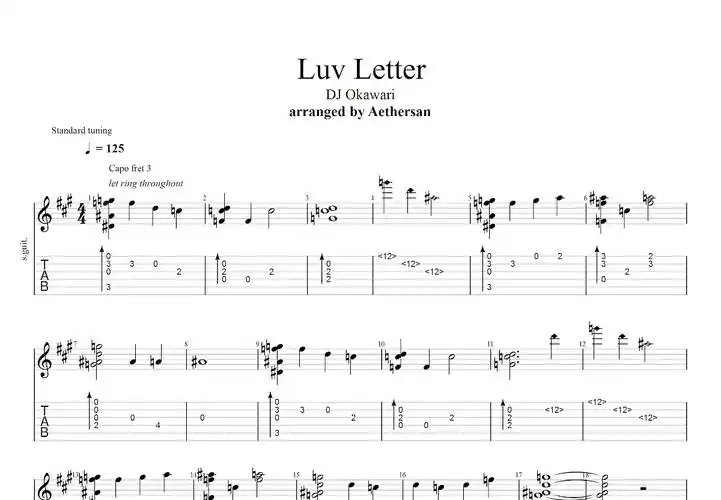 luv letter吉他谱_dj okawarig调指弹_mi.up - 吉他世界