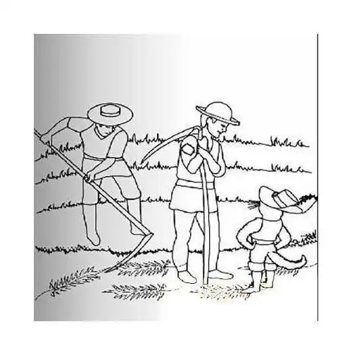 田间劳作的勤劳小男孩简笔画图片