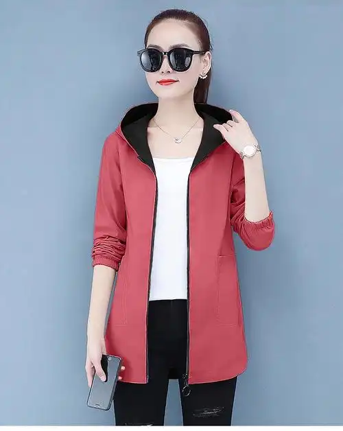 春秋款双面穿中长款外套女士新款宽松风衣休闲洋气夹克上衣 - 17网