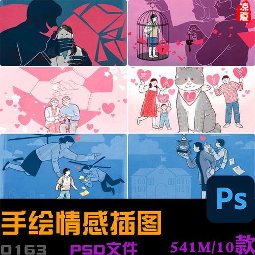 手绘卡通人物情感控制pua讽刺家庭关系插图漫画psd分层设计素材