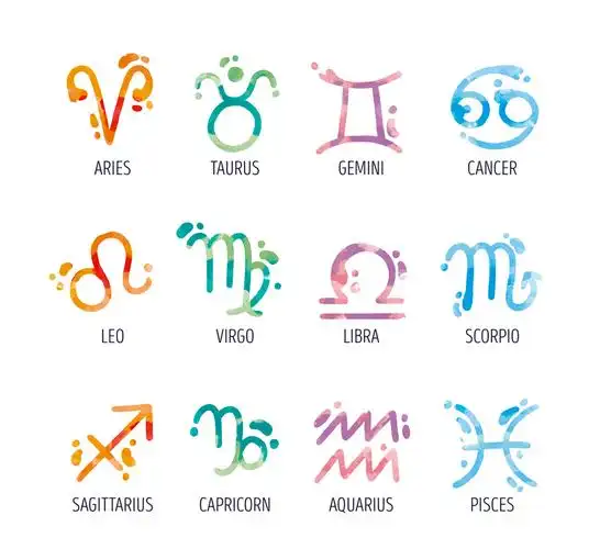 水彩绘十二星座标志设计矢量素材_矢量标志_懒人图库
