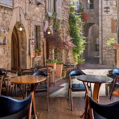 欧洲复古怀旧建筑小镇老街街景背景背景墙墙纸定制壁画