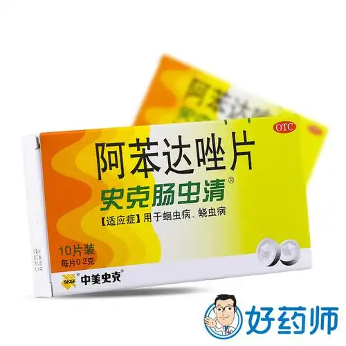 13/盒】中美史克 史克肠虫清 阿苯达唑片10片 驱虫药蛔虫病蛲虫病