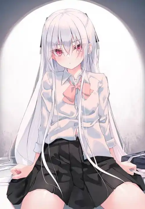 无気力カコト的白发美少女插画图片