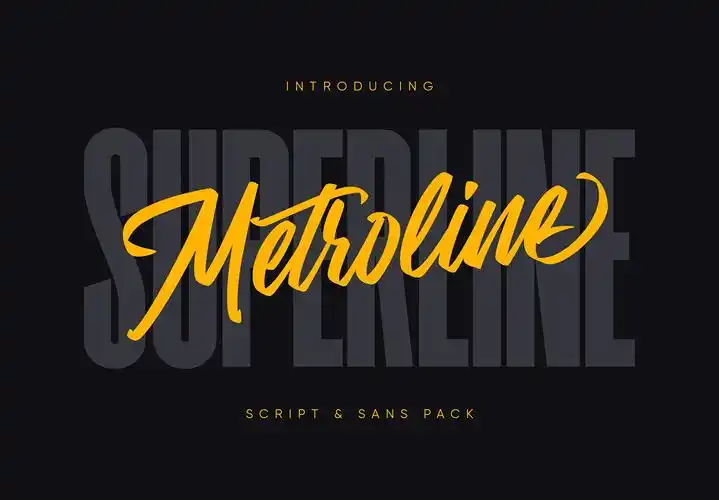 时尚简约海报标题徽标logo设计英文字体素材 metroline script &