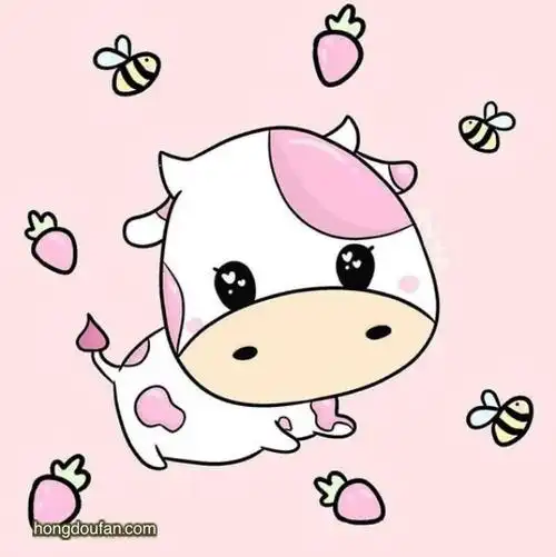 粉粉的草莓牛卡通简笔画大全草莓牛要如何画