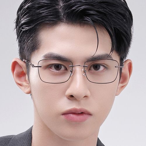 大脸近视眼镜男2021树脂新品无框镜架配防蓝光防辐射超薄超轻