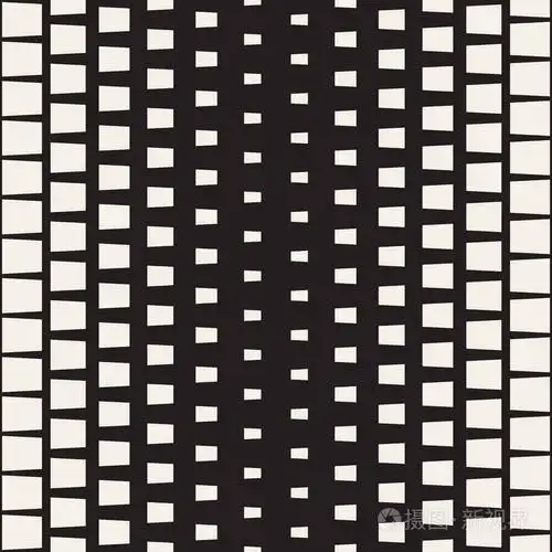 矢量无缝黑色和白色矩形半色调几何网格模式