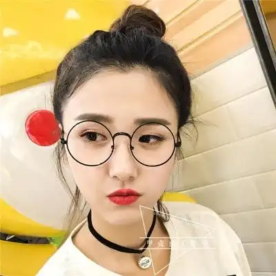 圆形近视眼镜框女韩版潮复古网红同款平光眼镜文艺小清新大脸显瘦