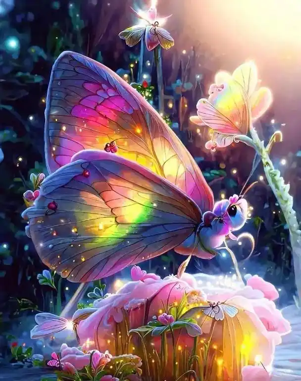 唯美图片〡梦幻蝴蝶,晚霞温柔,风也醉人