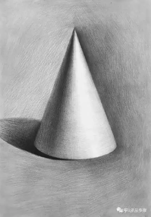 重点要定好高度与宽度,然后找出顶点链接底面的中线,保证圆锥之后画