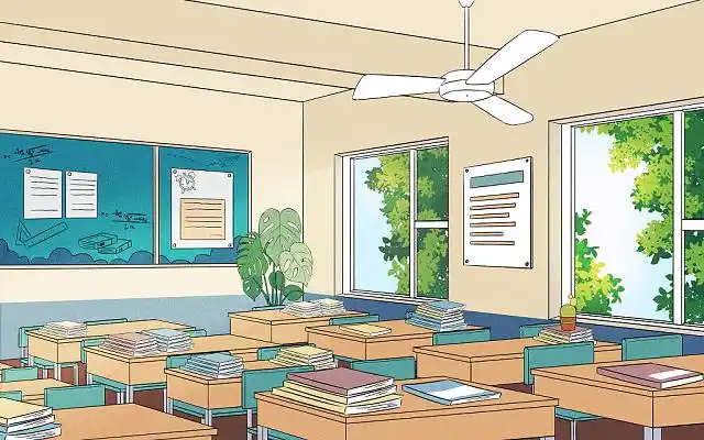 教室一角 卡通校园插画校园jpg素材卡通青春校园插画