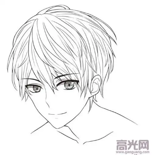 工具:铅笔,画纸绘画过程:1,画动漫人物的头部最不可缺少的就是要画一