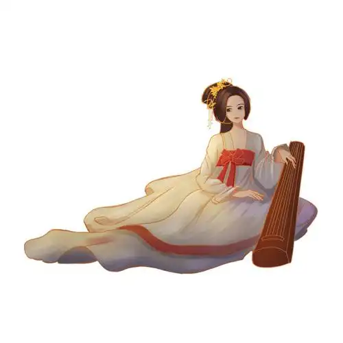彩绘古风弹琴美女gif动态图美女卡通人物古代人物女神[gif]