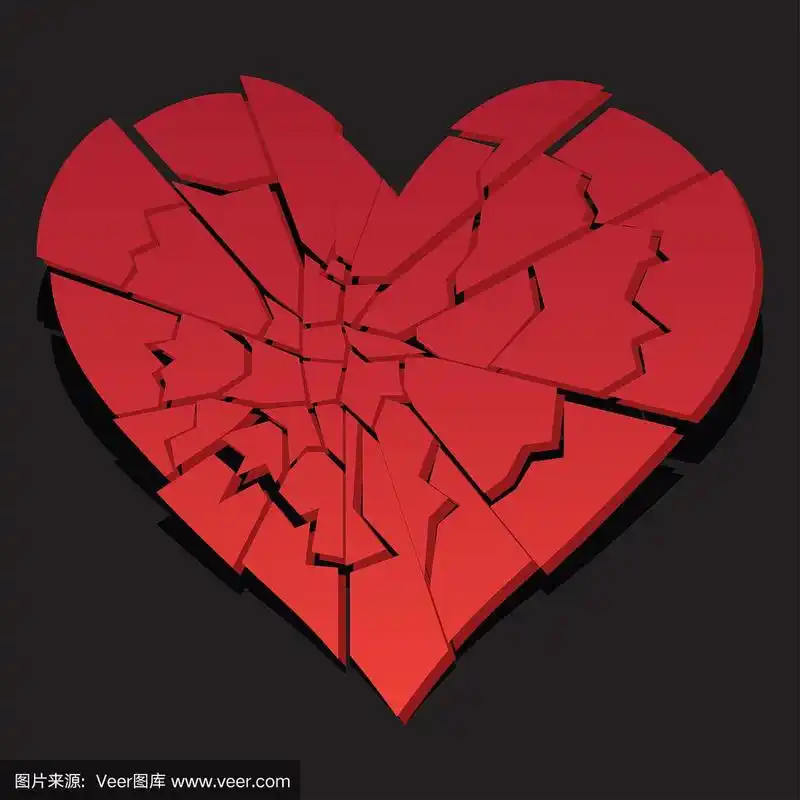 心碎/心碎平面图标心碎概念,矢量插图